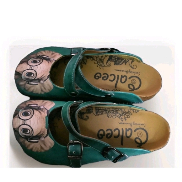 Calceo Women's Slip-on Clog Shoe Green Elephant With Glasses On Foot Size 37 - Picture 6 of 14